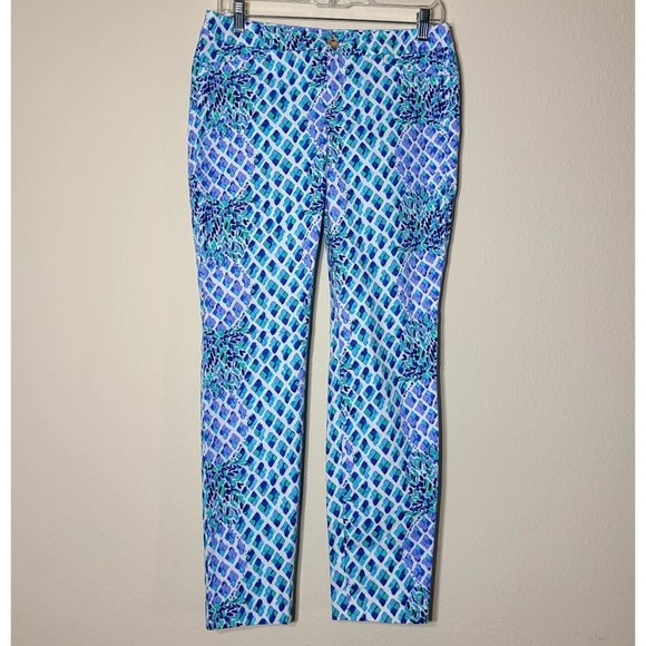 Lilly Pulitzer Kelly Skinny Ankle Pants Size 2 Resort White Pineapple Stretch - Picture 3 of 12